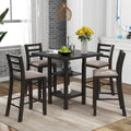 5-Piece Counter Height Wooden Dining Table Set with 4 Chairs & Shelf