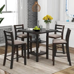 5-Piece Counter Height Wooden Dining Table Set with 4 Chairs & Shelf