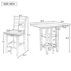 5-Piece Counter Height Wooden Dining Table Set with 4 Chairs & Shelf