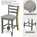 5-Piece Counter Height Wooden Dining Table Set with 4 Chairs & Shelf