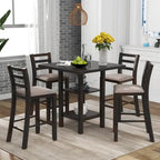 5-Piece Counter Height Wooden Dining Table Set with 4 Chairs & Shelf