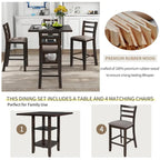 5-Piece Counter Height Wooden Dining Table Set with 4 Chairs & Shelf
