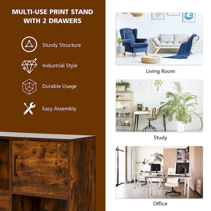 Costway File Cabinet Mobile al Printer Stand with Storage Shelves