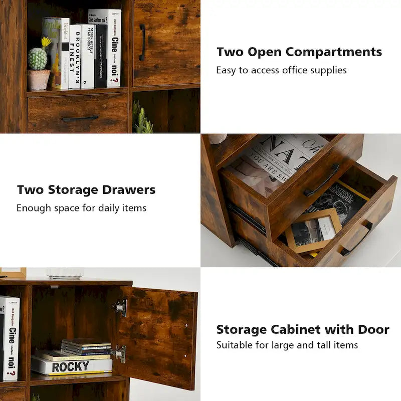 Costway File Cabinet Mobile al Printer Stand with Storage Shelves
