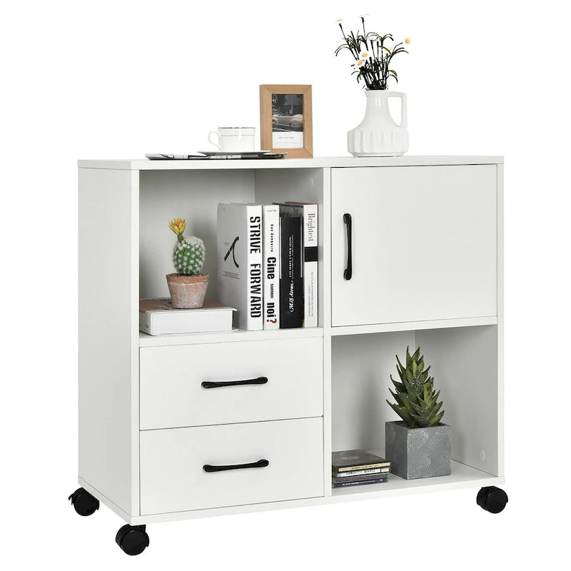 Costway File Cabinet Mobile al Printer Stand with Storage Shelves