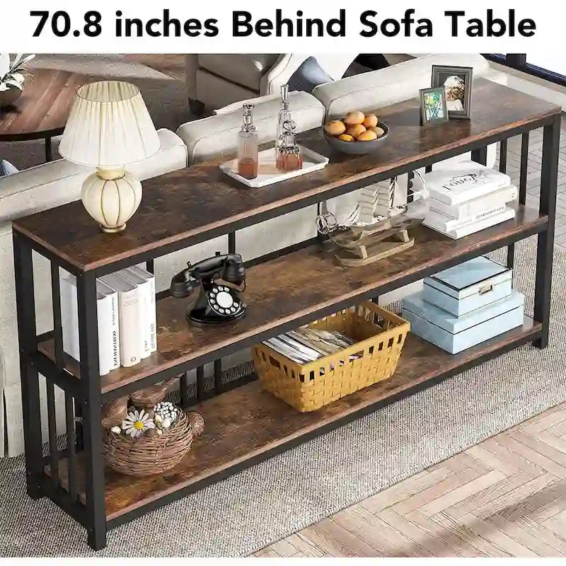 3 Tiers Console Sofa Table, 70Entryway Hallway Table for Living Room