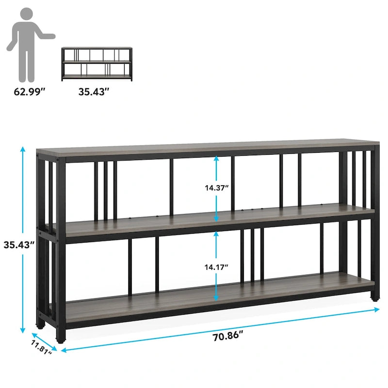 3 Tiers Console Sofa Table, 70Entryway Hallway Table for Living Room