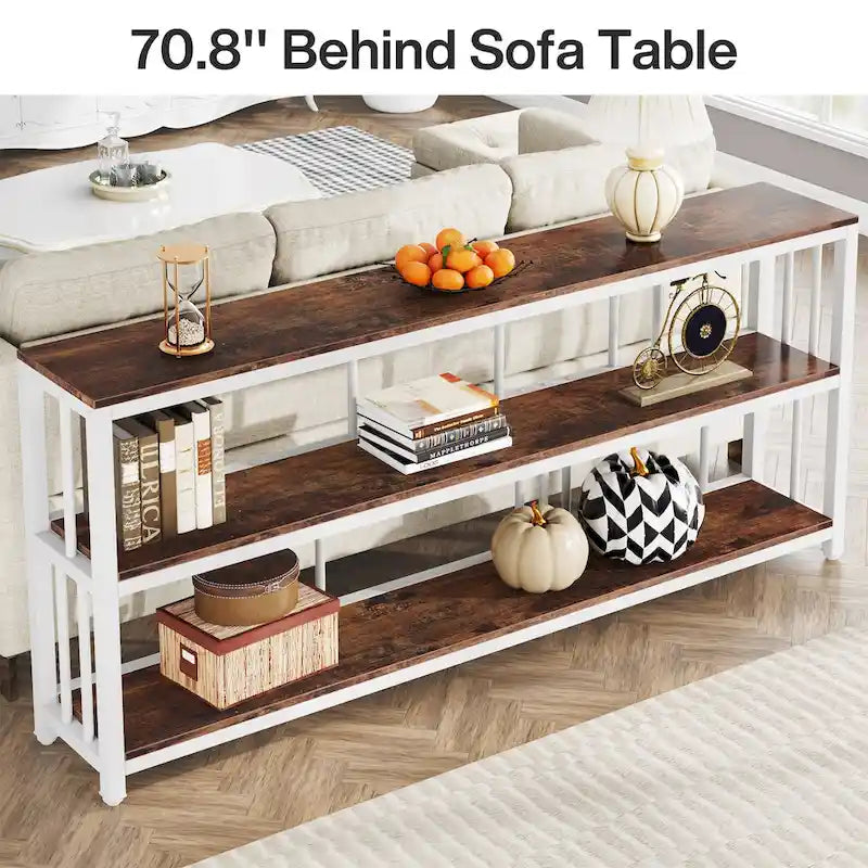 3 Tiers Console Sofa Table, 70Entryway Hallway Table for Living Room