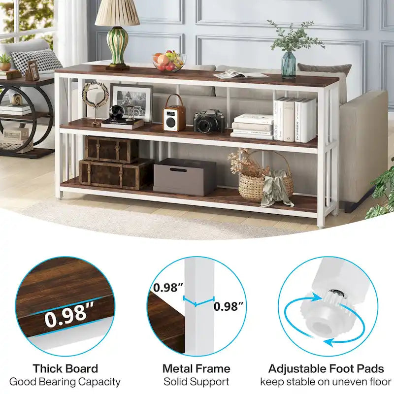 3 Tiers Console Sofa Table, 70Entryway Hallway Table for Living Room