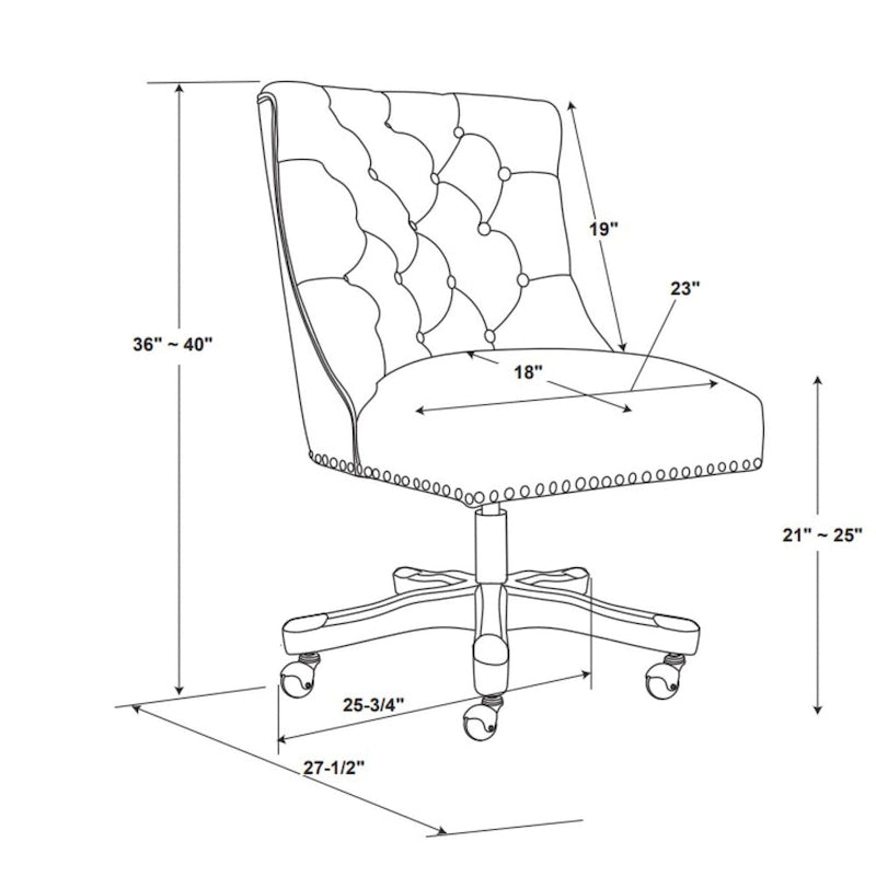 Solid Adjustable Plush Tufted Office Chair - 41.5- Beige and Gray