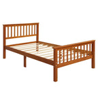 Wood Platform Bed with Open-slatted Headboard and Footboard