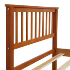 Wood Platform Bed with Open-slatted Headboard and Footboard