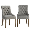 Krakova Linen Button Tufted Curved Back Dining Chairs (Set of 2)