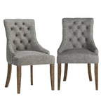 Krakova Linen Button Tufted Curved Back Dining Chairs (Set of 2)