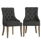 Krakova Linen Button Tufted Curved Back Dining Chairs (Set of 2)