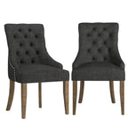 Krakova Linen Button Tufted Curved Back Dining Chairs (Set of 2)