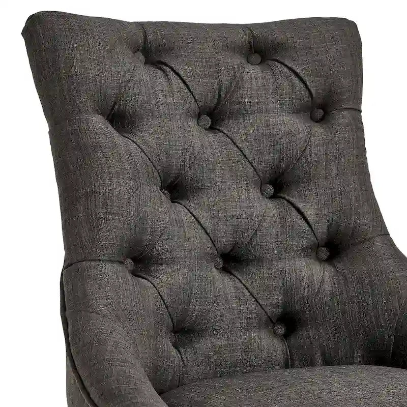 Krakova Linen Button Tufted Curved Back Dining Chairs (Set of 2)