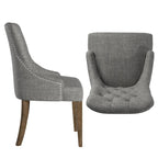 Krakova Linen Button Tufted Curved Back Dining Chairs (Set of 2)