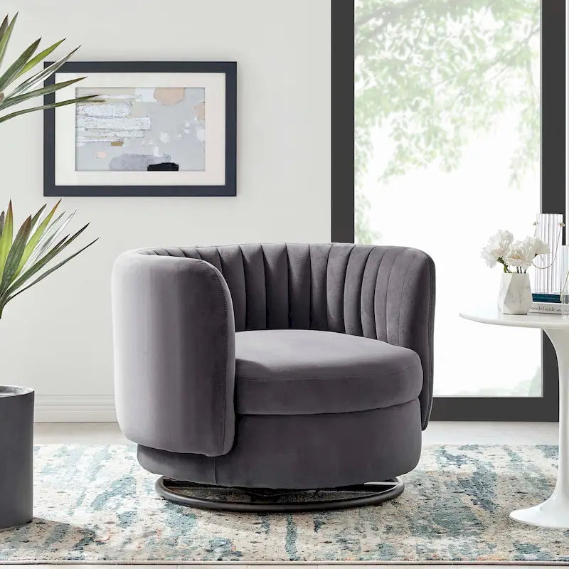 Embrace Tufted Performance Velvet Performance Velvet Swivel Chair