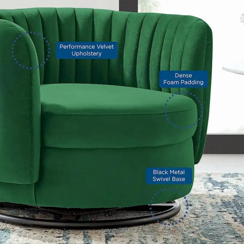 Embrace Tufted Performance Velvet Performance Velvet Swivel Chair