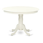 3 Piece Dining Table Set- a Kitchen Table with Pedestal and 2 Linen Fabric Parsons Chairs(Finish Options)