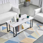 39.37L MDF Rectangle Tabletop Iron Coffee Table , Dining Room, Coffee Shop, Resterant, White Top, Gold Leg