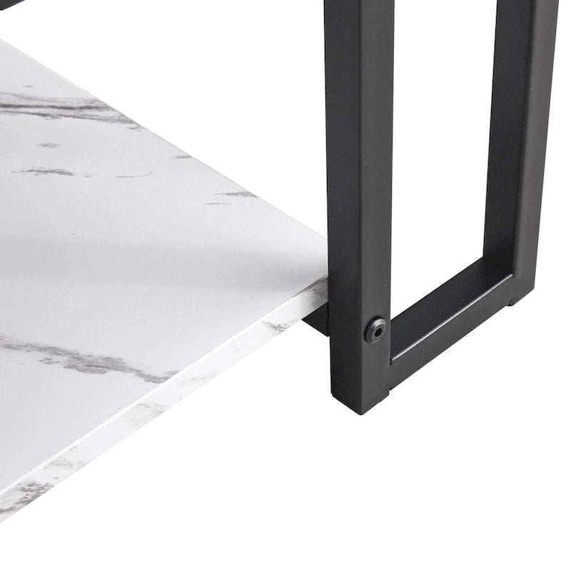 39.37L MDF Rectangle Tabletop Iron Coffee Table , Dining Room, Coffee Shop, Resterant, White Top, Gold Leg