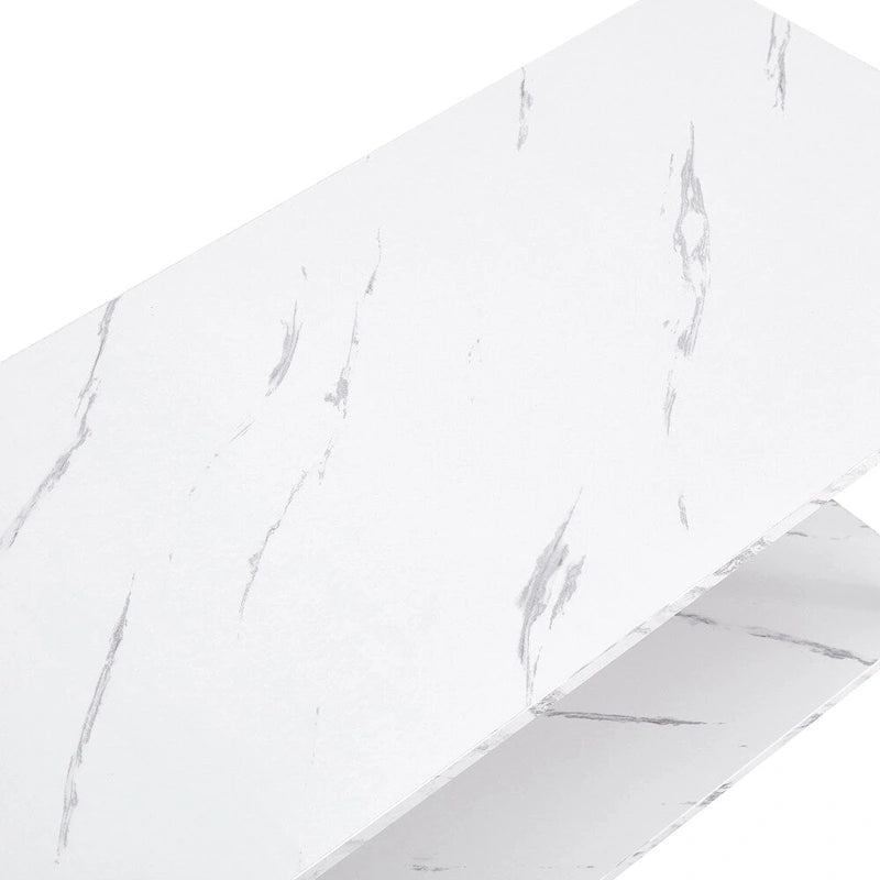 39.37L MDF Rectangle Tabletop Iron Coffee Table , Dining Room, Coffee Shop, Resterant, White Top, Gold Leg