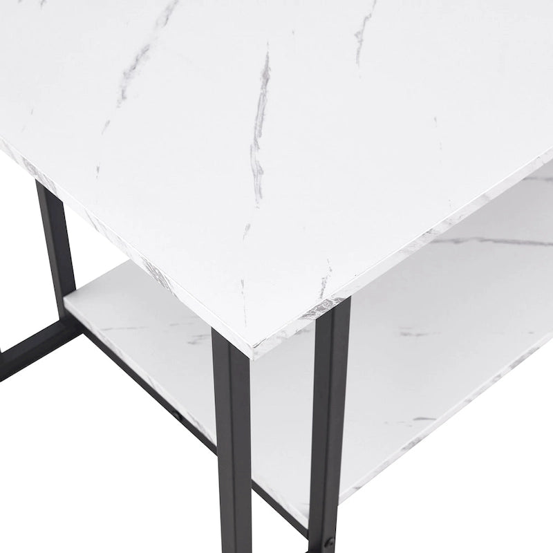 39.37L MDF Rectangle Tabletop Iron Coffee Table , Dining Room, Coffee Shop, Resterant, White Top, Gold Leg