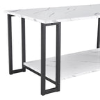 39.37L MDF Rectangle Tabletop Iron Coffee Table , Dining Room, Coffee Shop, Resterant, White Top, Gold Leg
