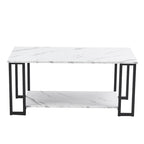 39.37L MDF Rectangle Tabletop Iron Coffee Table , Dining Room, Coffee Shop, Resterant, White Top, Gold Leg