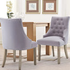 Mid-century Modern Dining chairs Button Tufted Accent Chairs with Nailhead Trim Set of 2