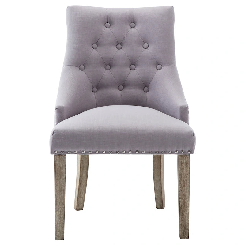 Mid-century Modern Dining chairs Button Tufted Accent Chairs with Nailhead Trim Set of 2