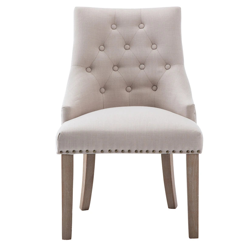 Mid-century Modern Dining chairs Button Tufted Accent Chairs with Nailhead Trim Set of 2