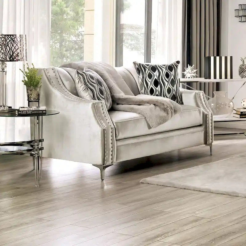 Vynn Transitional Solid Wood Padded Loveseat by