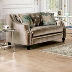 Vynn Transitional Solid Wood Padded Loveseat by 