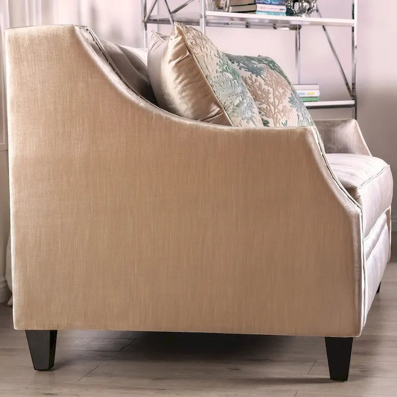 Vynn Transitional Solid Wood Padded Loveseat by