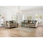 Vynn Transitional Solid Wood Padded Loveseat by