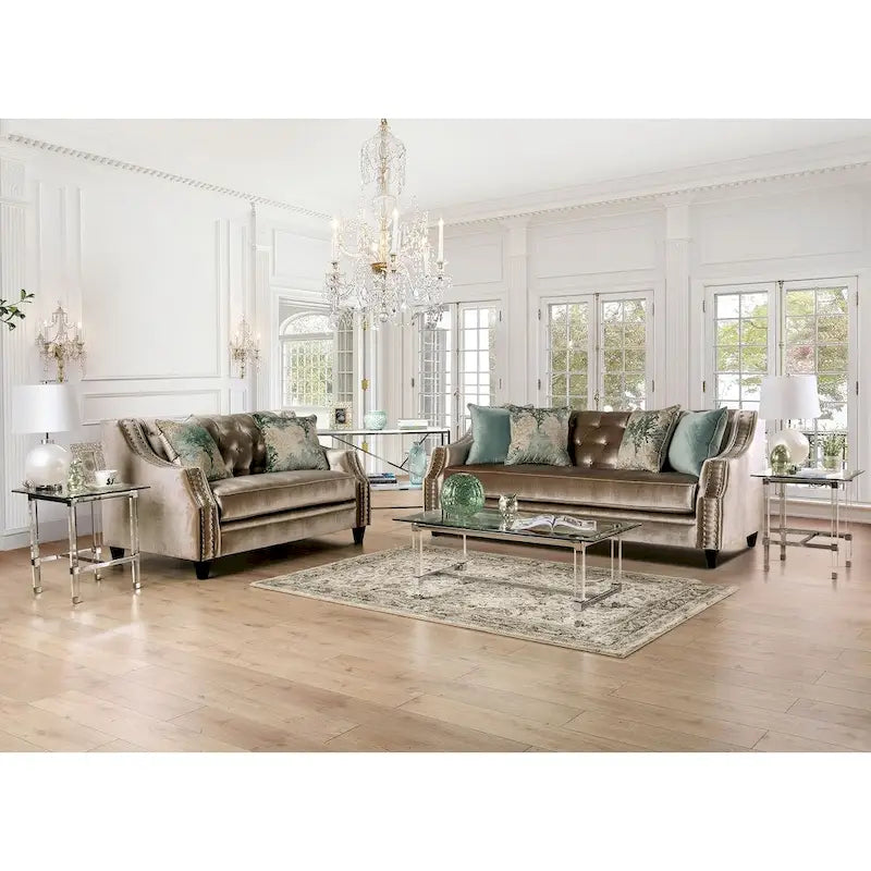 Vynn Transitional Solid Wood Padded Loveseat by