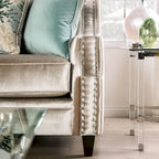 Vynn Transitional Solid Wood Padded Loveseat by