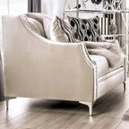 Vynn Transitional Solid Wood Padded Loveseat by