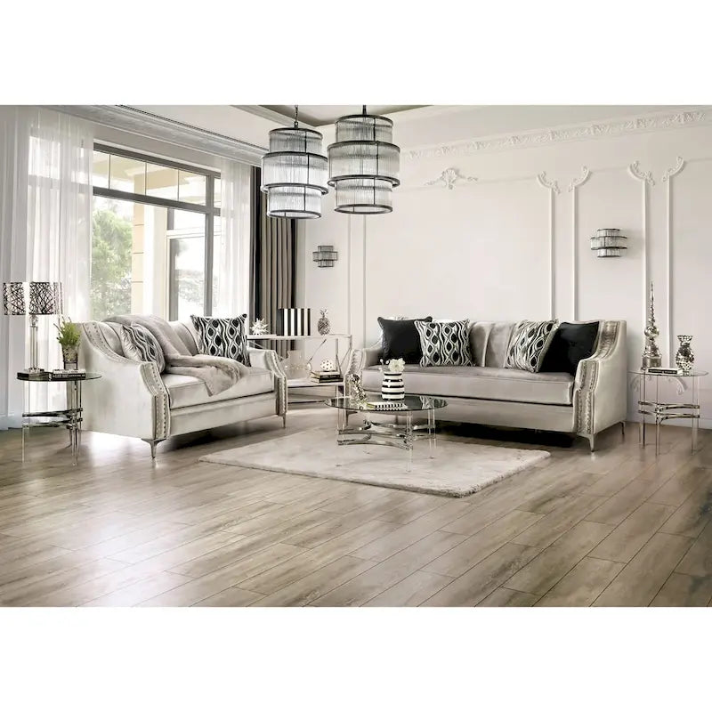 Vynn Transitional Solid Wood Padded Loveseat by