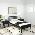 Scandinavian Twin Size Bed with Slatted Headboard