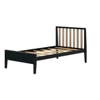 Scandinavian Twin Size Bed with Slatted Headboard