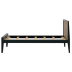 Scandinavian Twin Size Bed with Slatted Headboard