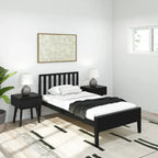 Scandinavian Twin Size Bed with Slatted Headboard