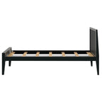 Scandinavian Twin Size Bed with Slatted Headboard