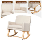 Gymax Set of 2 Mid Century Fabric Lounge Chair Upholstered Accent