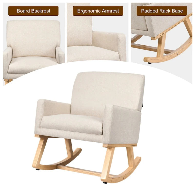 Gymax Set of 2 Mid Century Fabric Lounge Chair Upholstered Accent