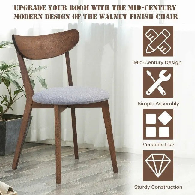 Set of 2 Dining Chair Upholstered Curved Back Side - 18x 23x 32(L x W x H)